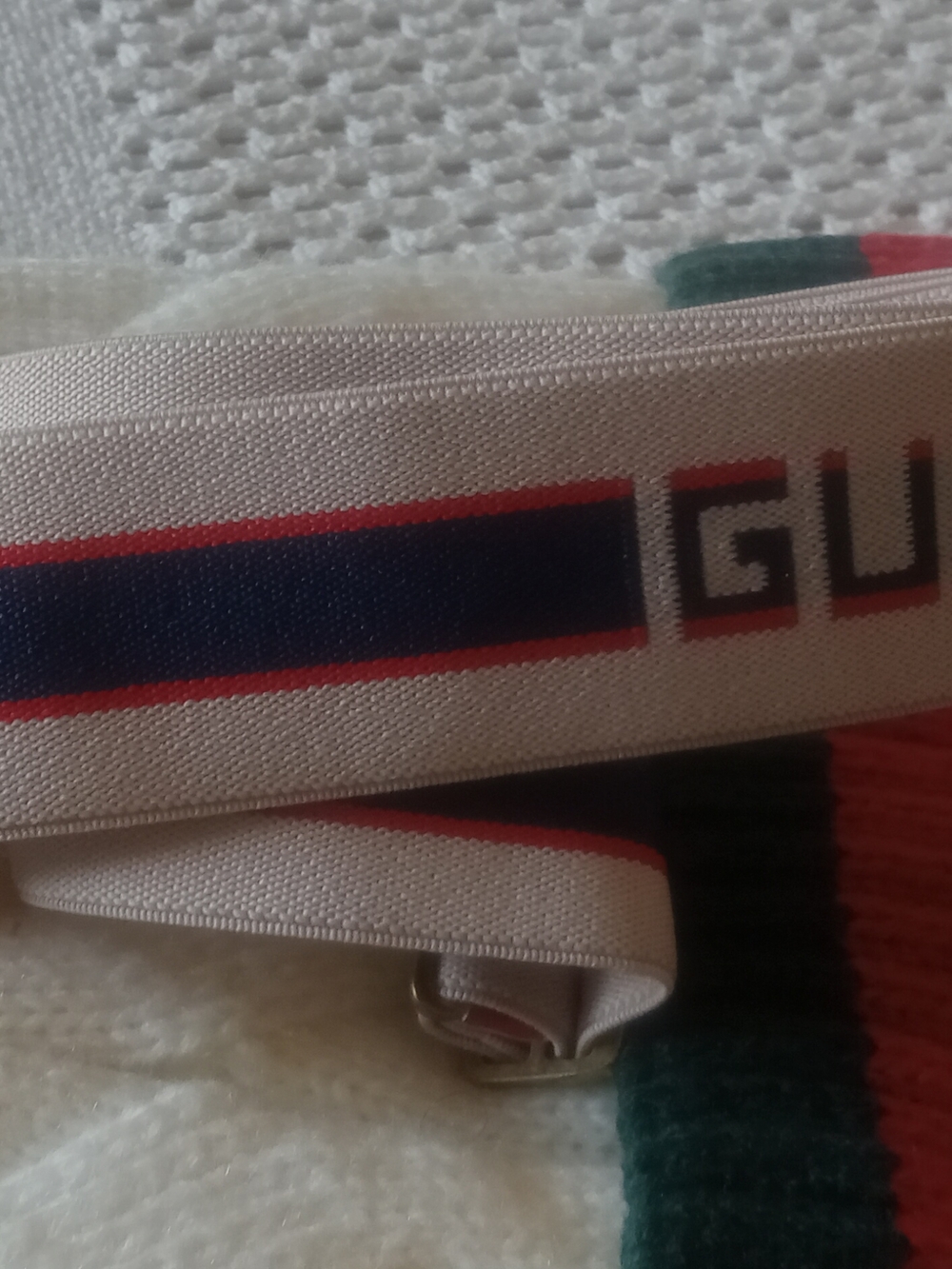 White Webbing Strap with Blue and Red Accent - Men